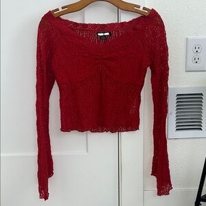 Red Long Sleeve Women's Top